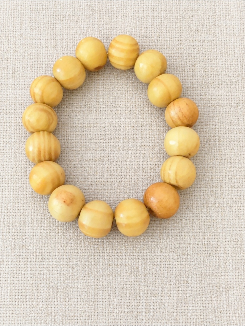 Handmade Togo African Natural Wood Bead Stretch Bracelet